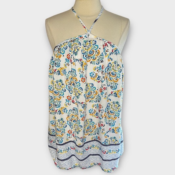 ❄️3/$18 NEW‼️CES FEMME Boho Colorful Print Mini Halter‎ Dress, Medium - Picture 1 of 8